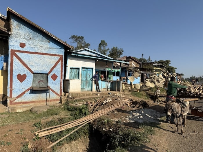 エチオピア／シダマの家屋の外壁の青・水色の色彩